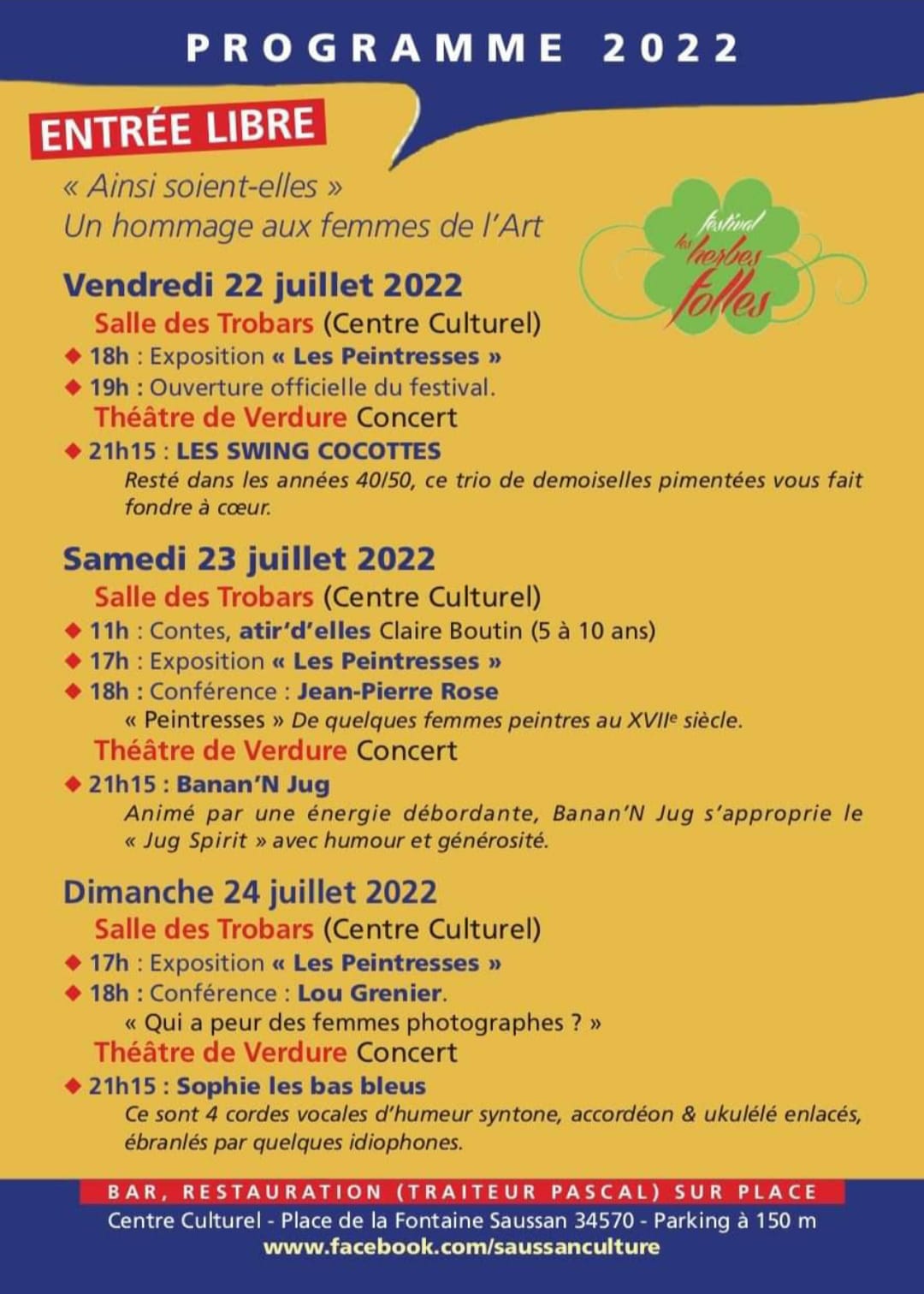 Programme Festival Herbes Folles 2022