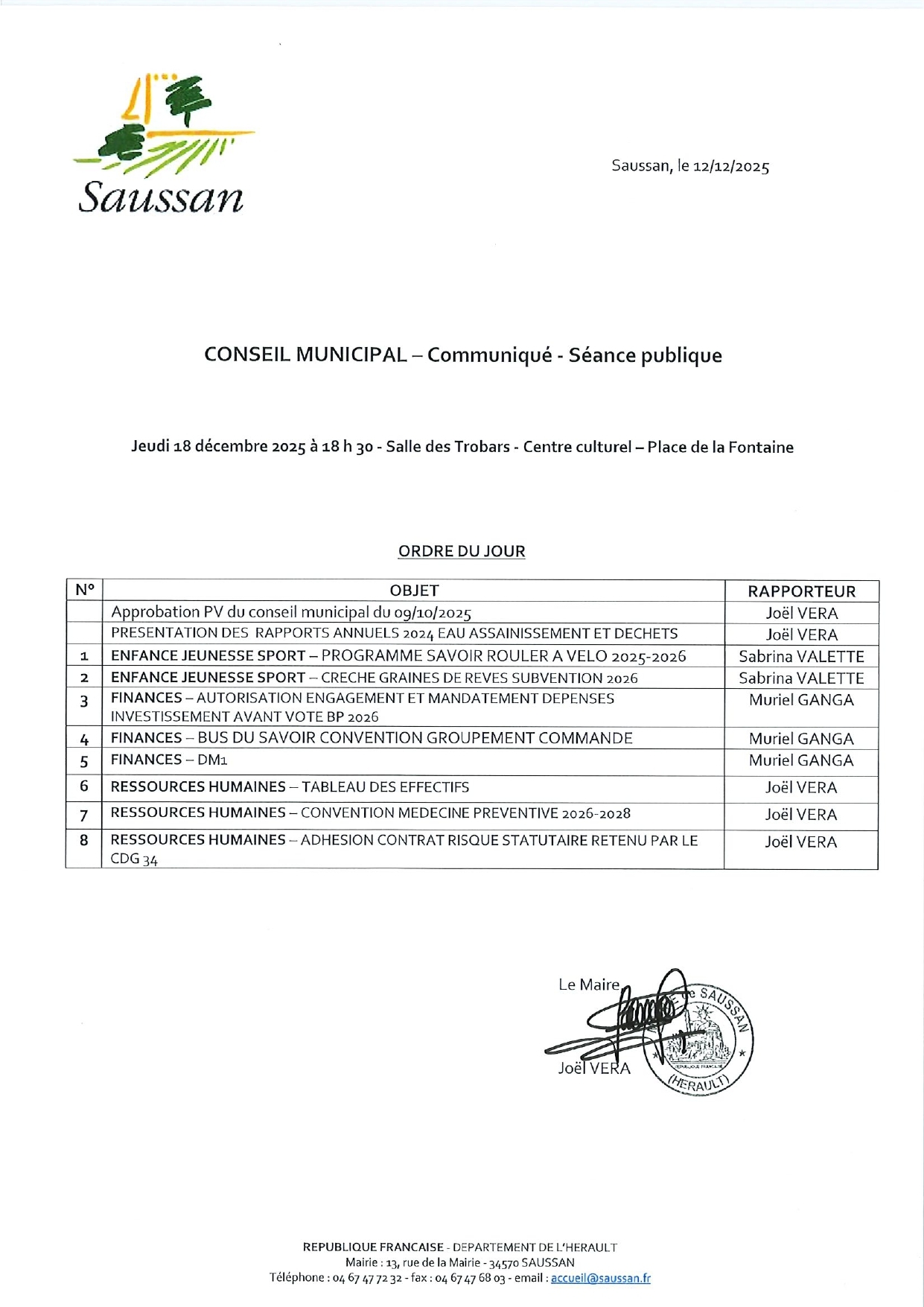 Communiqué CM 18 12 2025