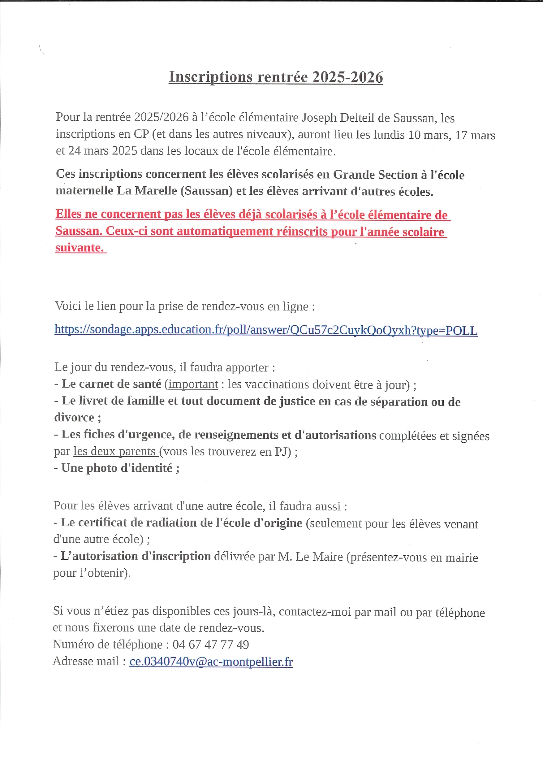 Inscription 2025 - 2026
