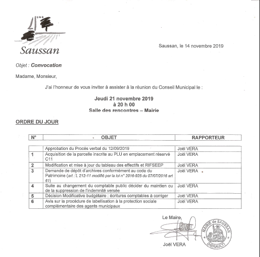 Conseil 21 novembre 2019